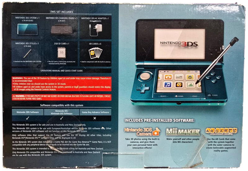 Aqua Blue Nintendo 3DS  Console Boxed with 2GB SD Card (Pre-Owned)