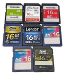 Ramdom SD Secure Digital Memory Cards SD Nintendo 3DS DSi Camera Sandisk Lexar (Preowned)