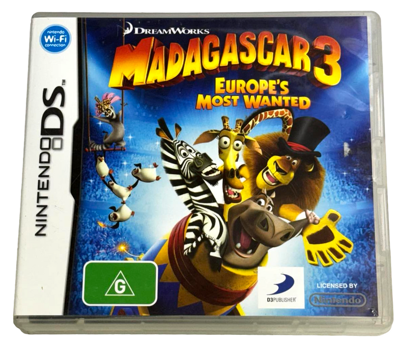 Madagascar 3 Europe's Most Wanted Nintendo DS 2DS 3DS Game *Complete (Preowned)