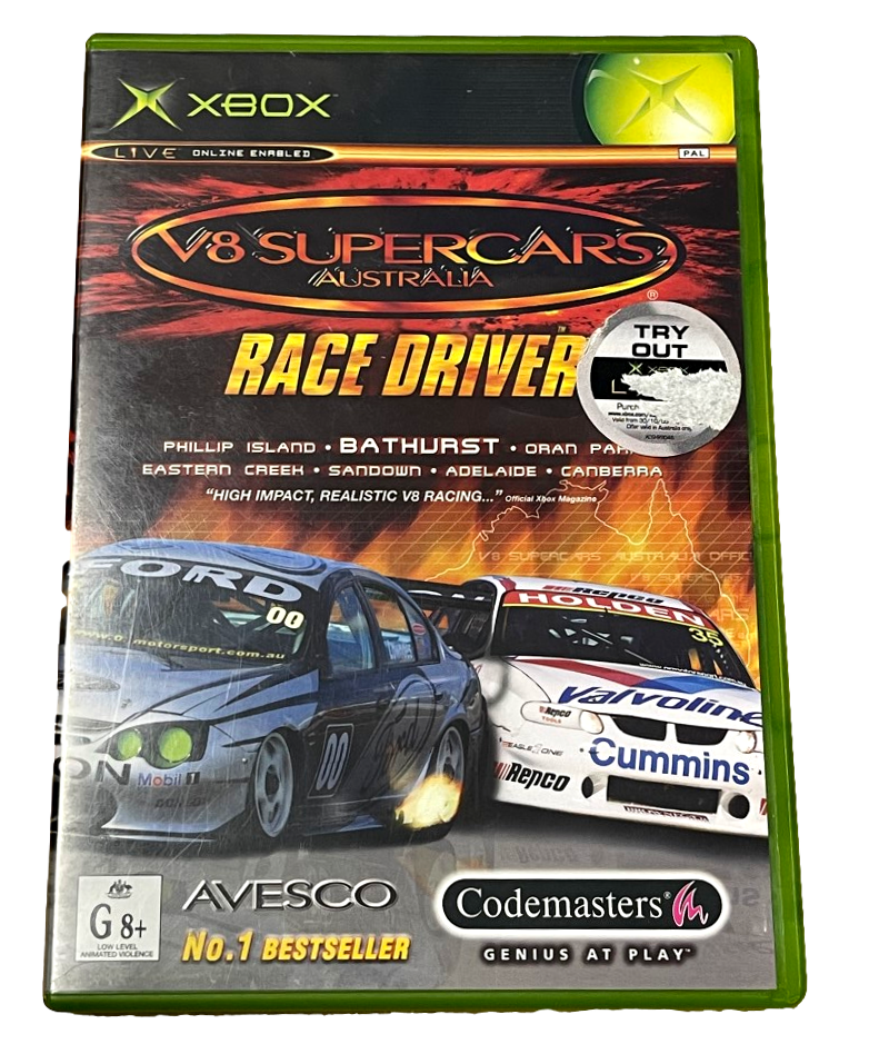 V8 Supercars Australia Race Driver XBOX Original PAL *No Manual* (Preowned)