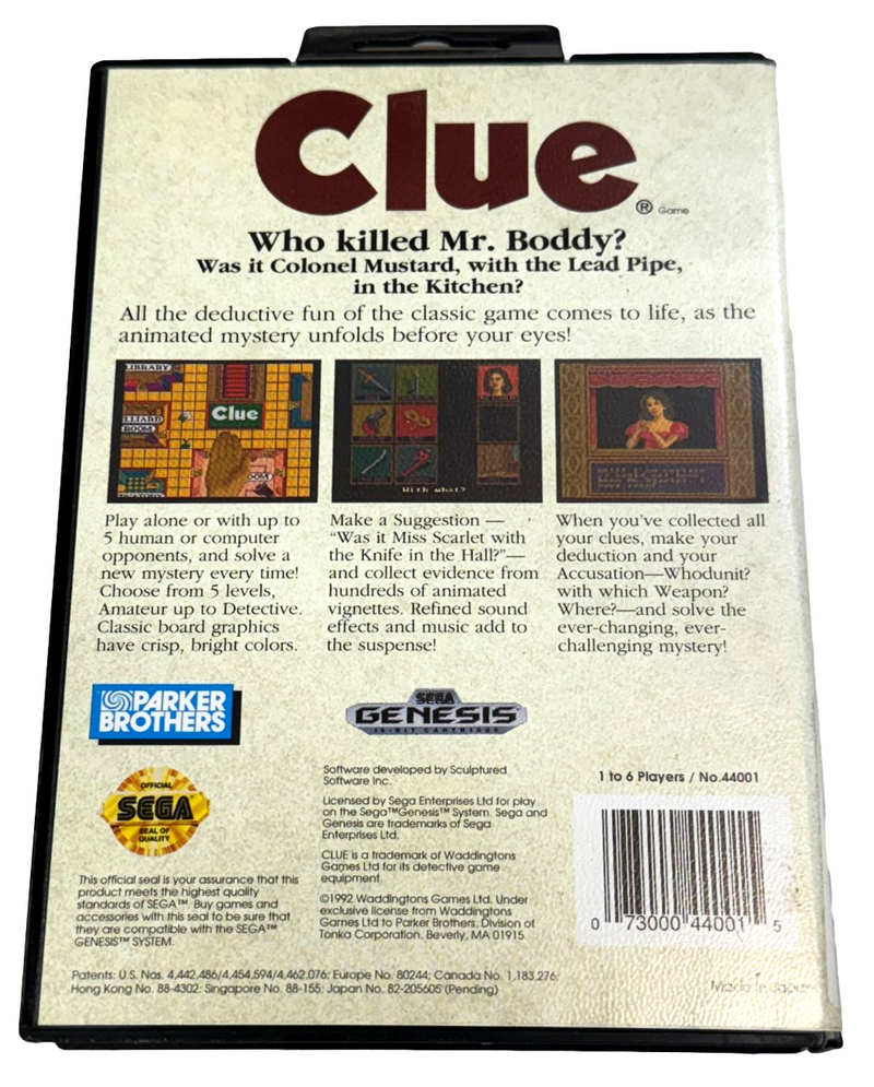 Clue Sega Mega Drive *Complete* (Ex Rental) (Preowned)