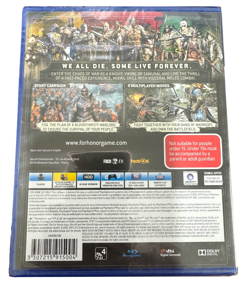 For Honor Sony PS4 Playstation 4 *Brand New Sealed*