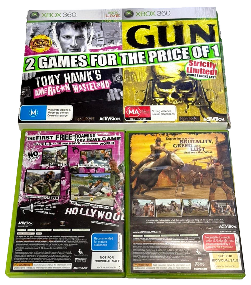 Tony Hawk's American Wasteland & Gun 2 for 1 Pack XBOX 360 PAL Collectors (Preowned)