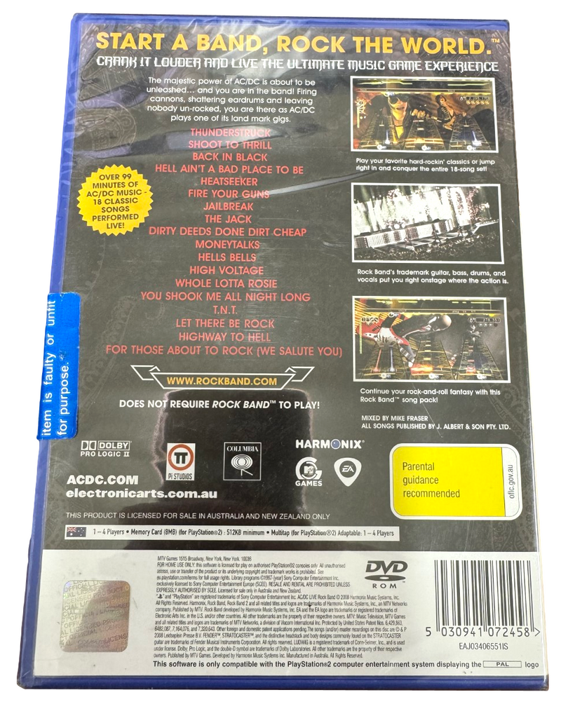 AC/DC Rockband PS2 PAL *Brand New Sealed*