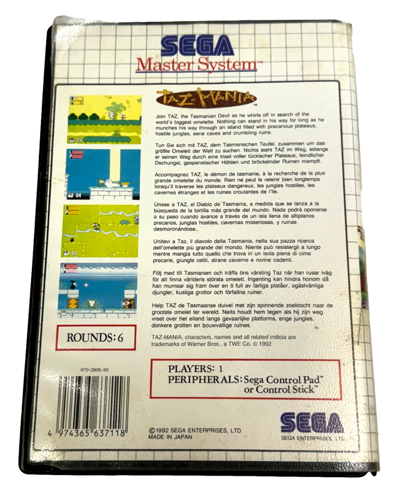 Taz-Mania Sega Master System *Complete* (Preowned)