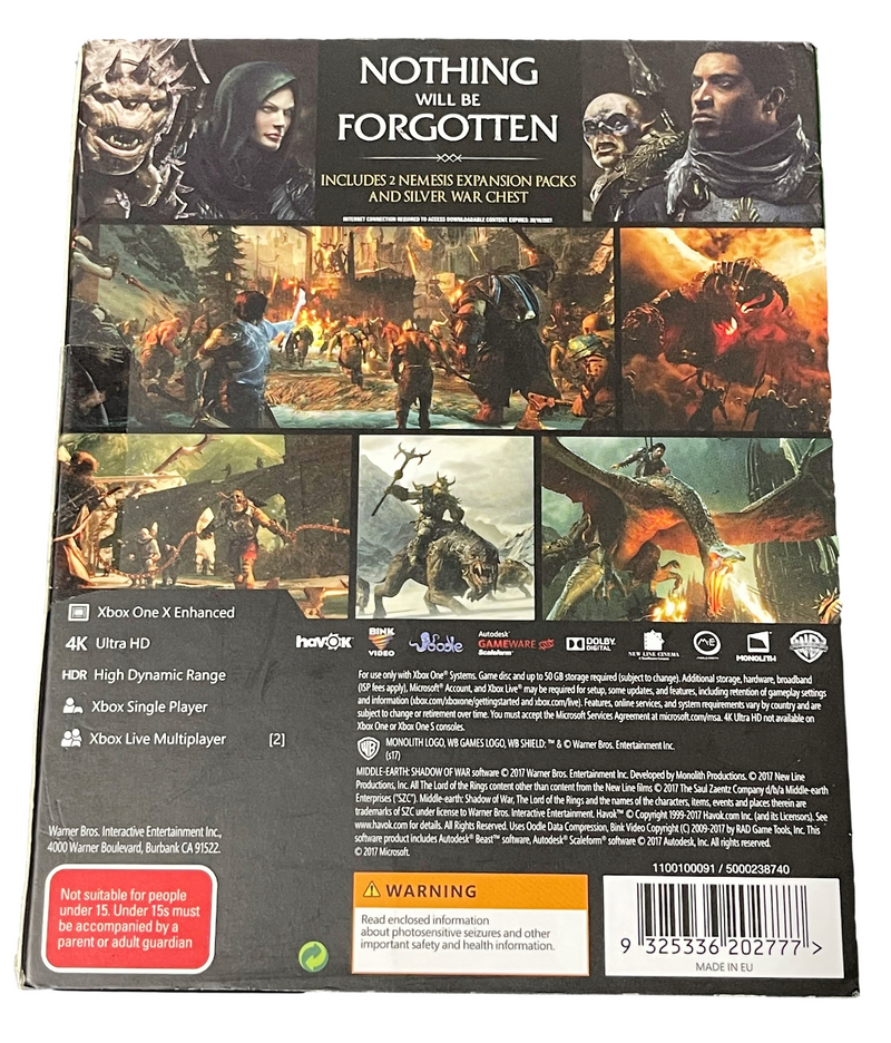 Shadow of War Microsoft Xbox One Steelbook (Preowned)