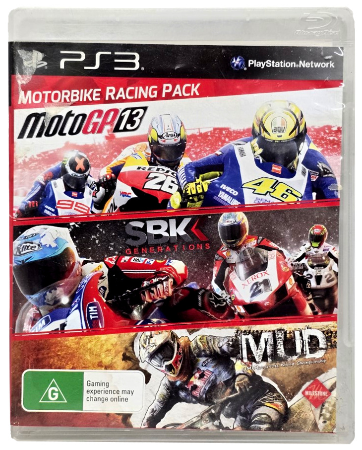 Motorbike Racing Pack - MOTO GP 13, SBK, MUD Sony PS3 PlayStation 3 (Preowned)