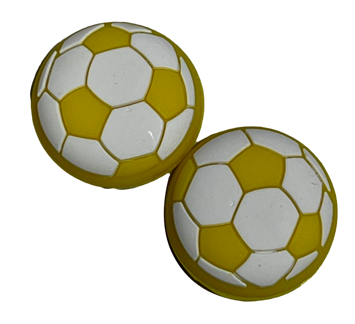 Thumb Grips x 2 For PS4 PS5 XBOXONE Xbox Series Toggle Cover Cap - Yellow Soccer