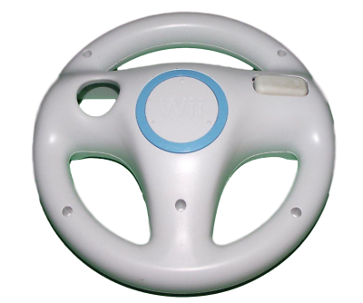 Genuine Nintendo Wii Wii U White Steering Wheel Mario Kart Racing (Pre-Owned)