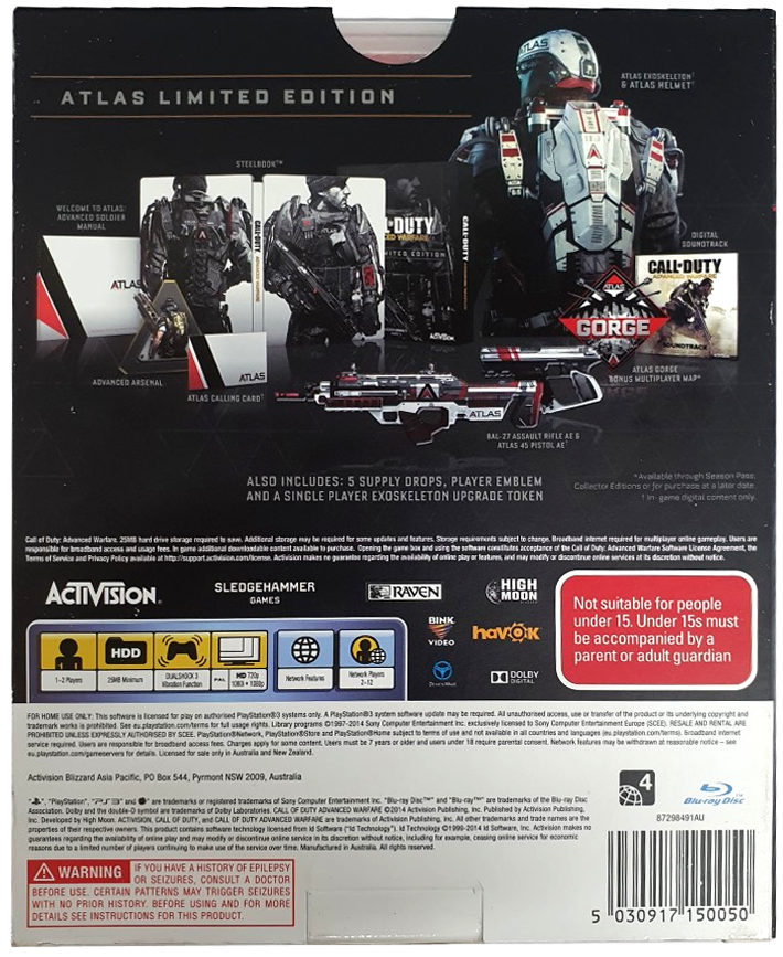 Call Of Duty Advanced Warfare Atlas Limited Edition *No Steelbook* Sony PS3 (Pre-Owned)