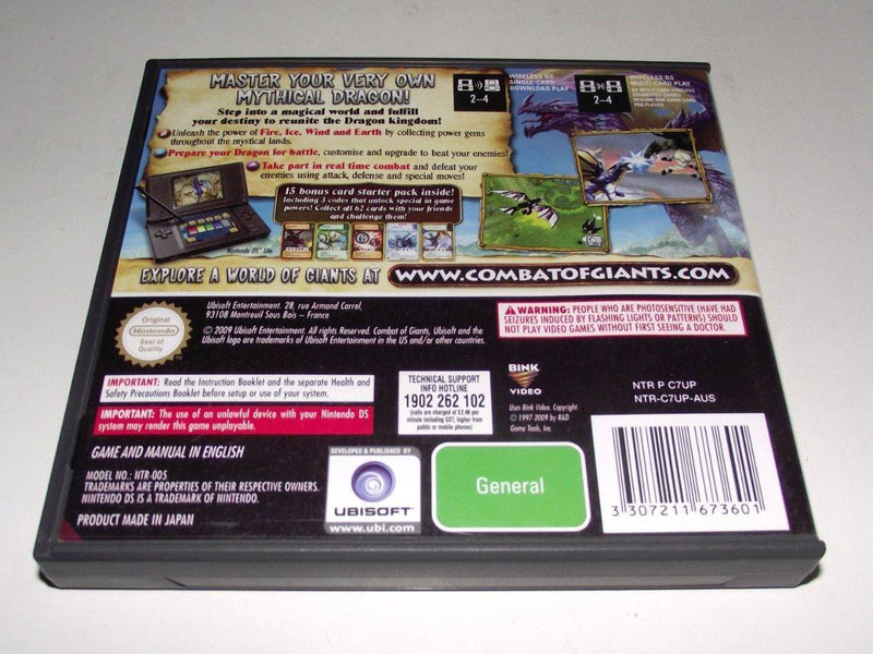 Dragons Combat of Giants Nintendo DS 2DS 3DS Game *No Manual* (Pre-Owned)