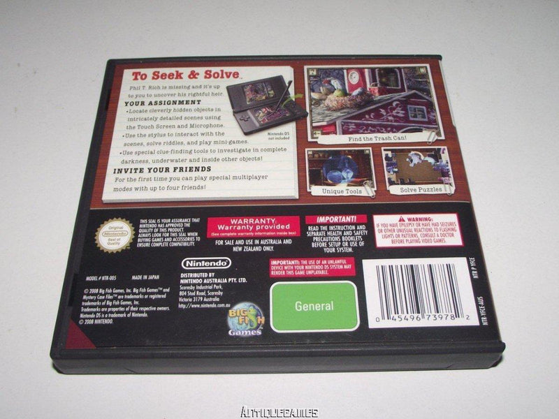 Mystery Case Files Millionheir Nintendo DS 3DS Game *Complete* (Pre-Owned)