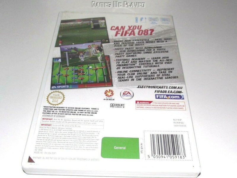 FIFA 08 Nintendo Wii PAL *No Manual* Wii U Compatible A-League (Pre-Owned)