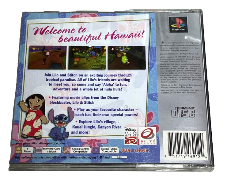 Lilo & Stitch Trouble in Paradise PS1 PS2 PS3 (Platinum) PAL *No Cover Art* (Preowned)