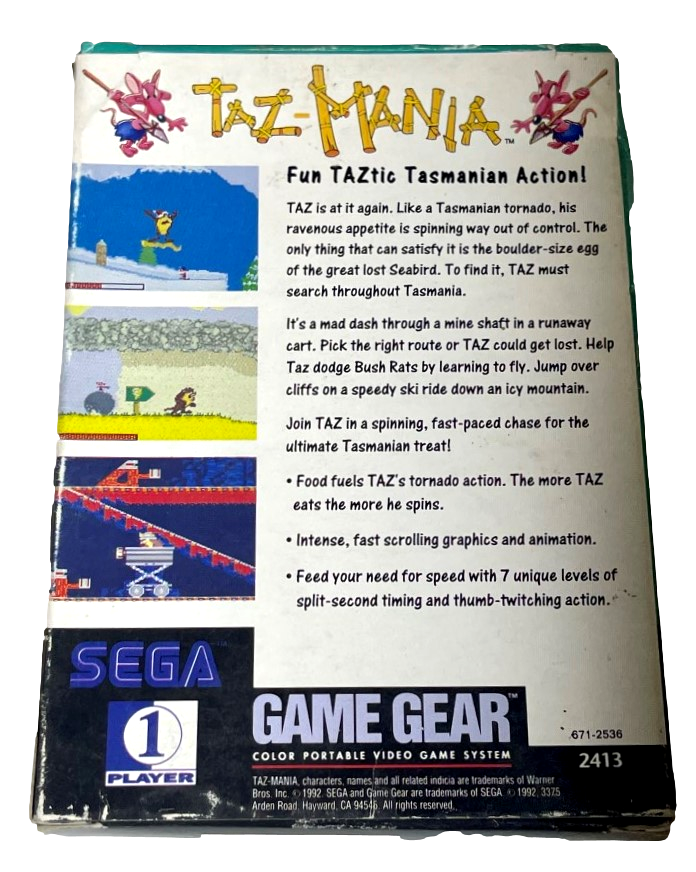 Taz Mania Sega Game Gear Boxed *Complete* (Preowned)