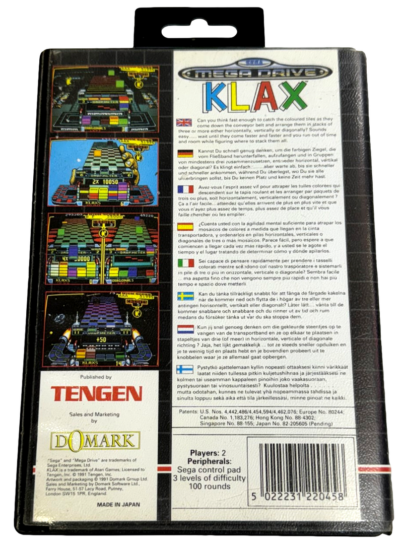 KLAX Sega Mega Drive PAL *No Manual* (Preowned)