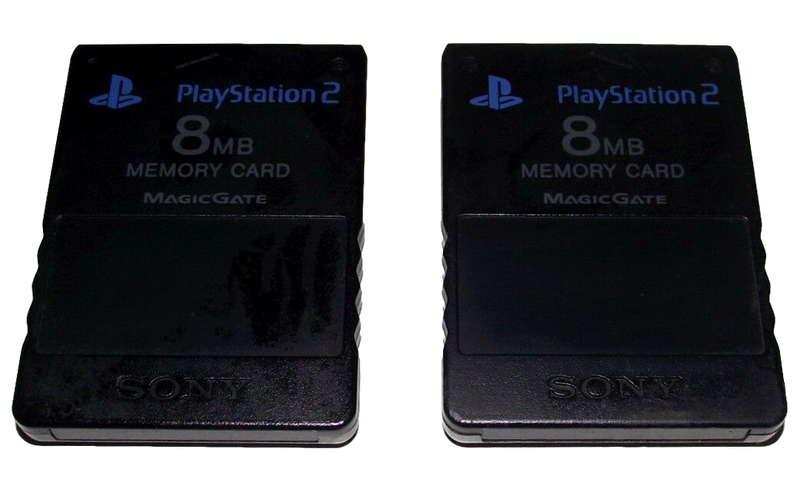 2 x Genuine Black Playstation 2 PS2 8MB Memory Card Original (Preowned)