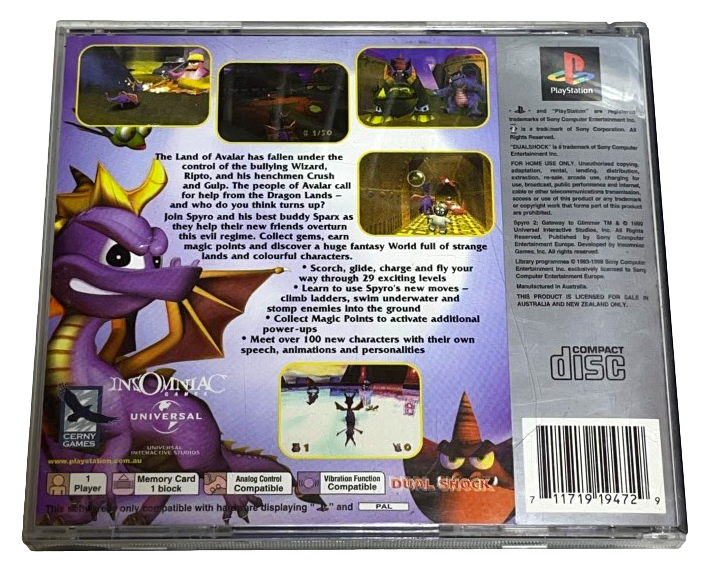 Spyro 2 Gateway to Glimmer PS1 PS2 PS3 (Platinum) PAL *Complete*