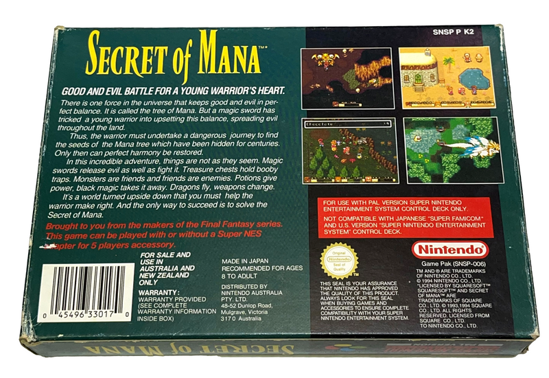 Secret of Mana Nintendo SNES Boxed PAL *No Manual* (Preowned)