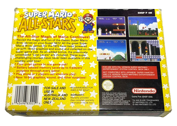 Super Mario All Stars Super Nintendo SNES Boxed *Complete* PAL