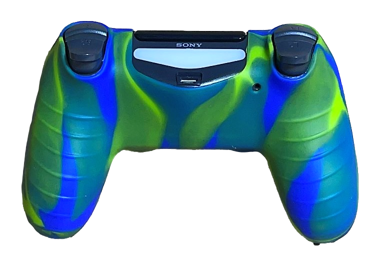 Silicone Cover For PS4 Controller Case Skin - Glossy Blue/Green Swirls