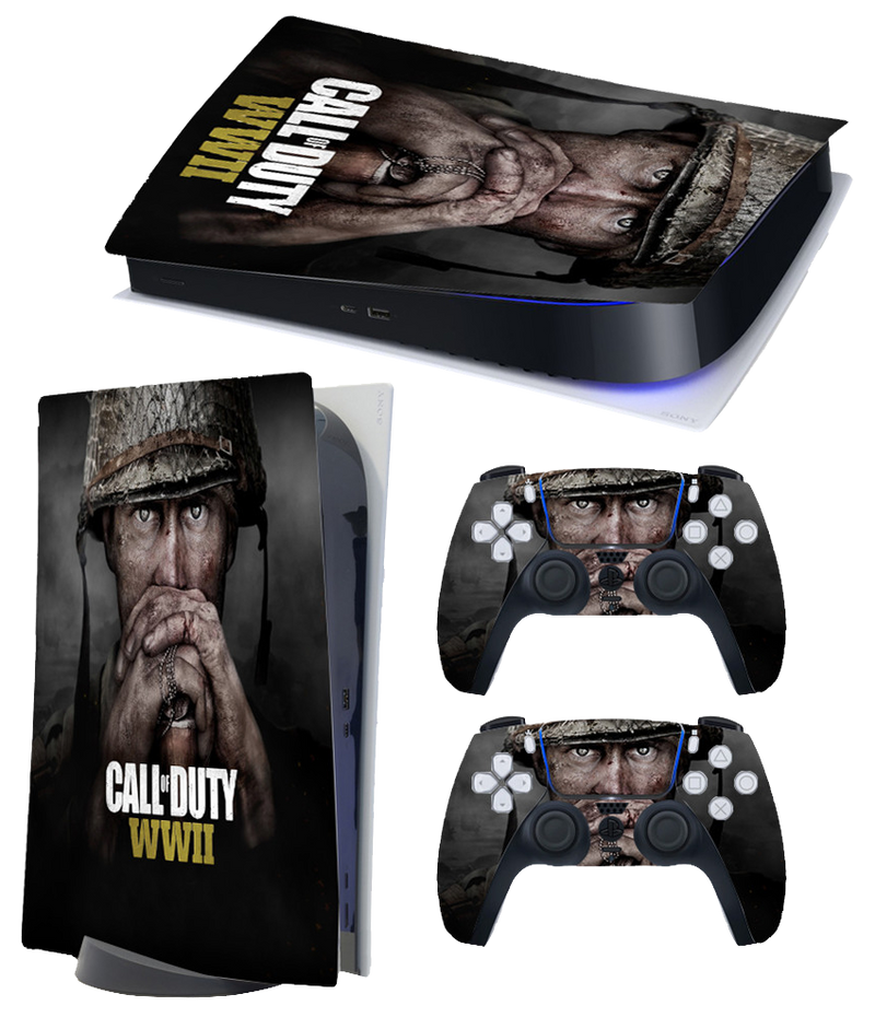 PS5 Themed Decal Sticker Wrap For Disc Edition Console - Call Of Duty WWII