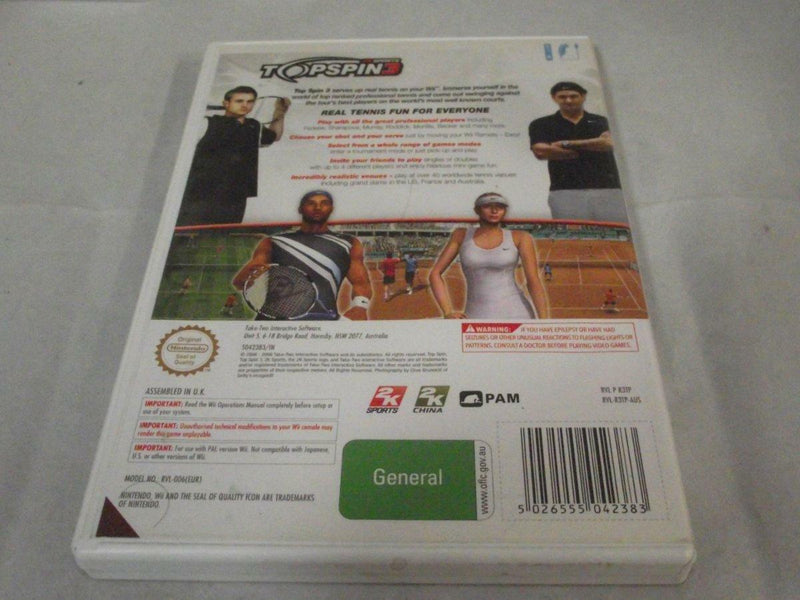 Top Spin 3 Nintendo Wii PAL *Complete* Wii U Compatible (Pre-Owned)