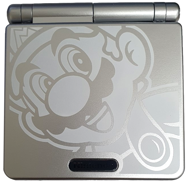 Nintendo Gameboy Advance SP Silver Mario AGS-001 RetroFit + USB Charger  (Refurbished)