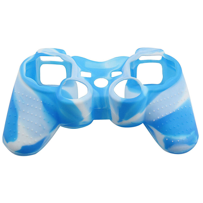 Silicone Cover For PS3 Controller Skin Case Light Blue Swirls