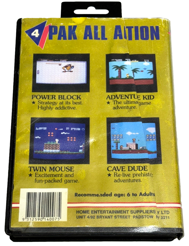 4 Pak All Action Sega Master System *No Manual* HES (Preowned)