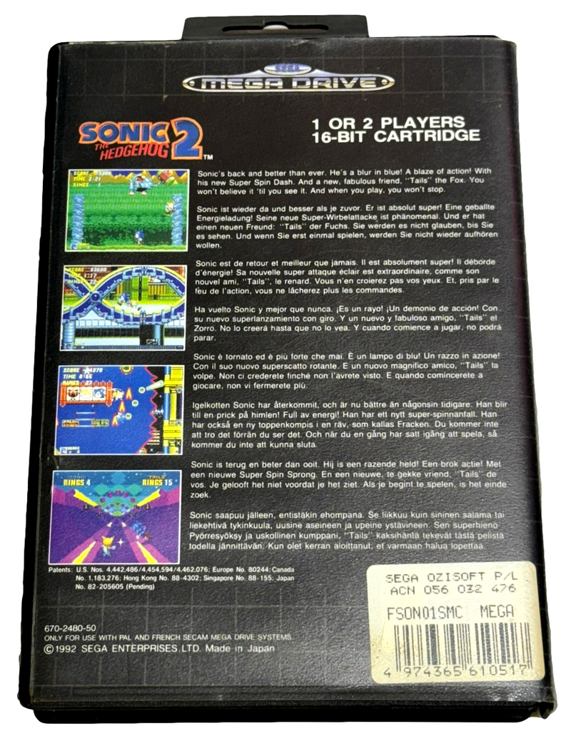 Sonic the Hedgehog 2 Sega Mega Drive PAL *Complete* (Preowned)