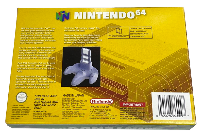 Controller Pak Nintendo 64 N64 Boxed PAL *Complete*
