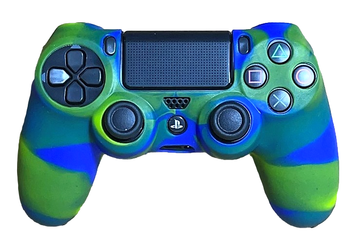 Silicone Cover For PS4 Controller Case Skin - Glossy Blue/Green Swirls