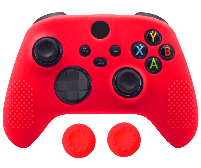 Silicone Cover + Thumb Grips For XBOX Series X Controller Case Skin - Red - Games We Played