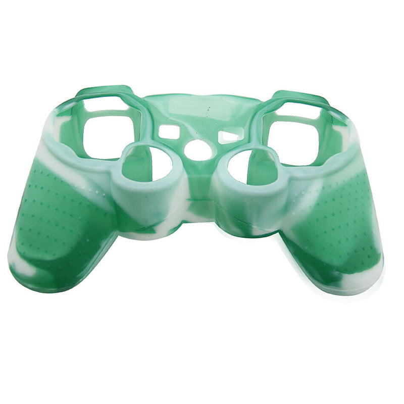 Silicone Cover For PS3 Controller Skin Case Green/White Swirls