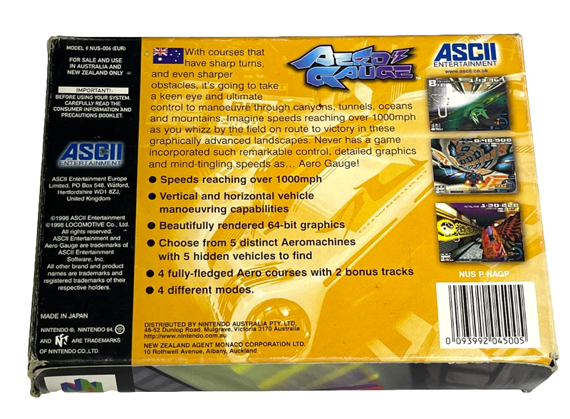 Aero Gauge Nintendo 64 N64 Boxed PAL *No Manual* (Preowned)