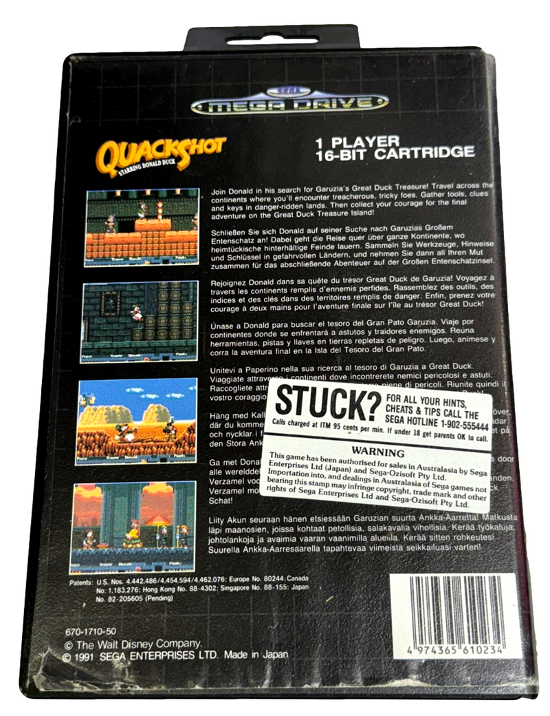 Donald Duck Quackshot  Sega Mega Drive PAL *No Manual* (Preowned)