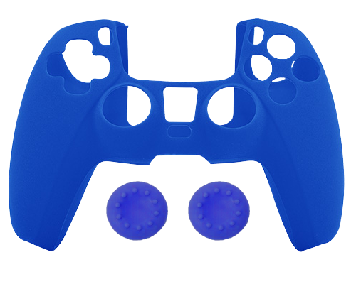 Silicone Cover + Thumb Grips For PS5 Controller Case Skin - Blue - Games We Played