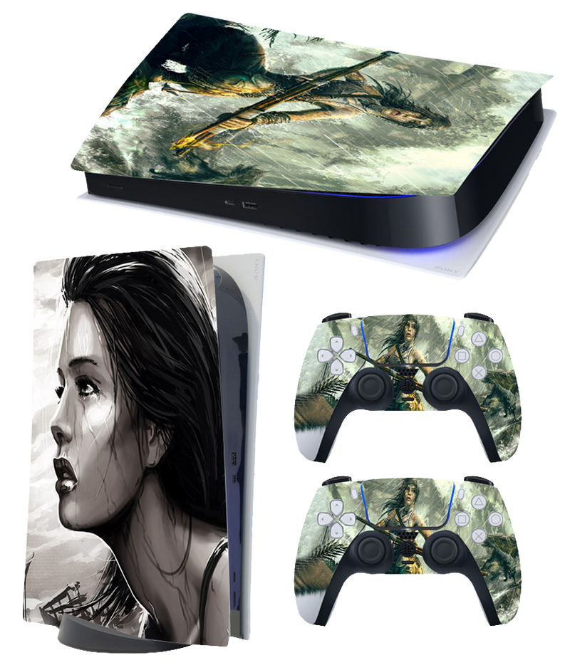 PS5 Themed Decal Sticker Wrap For Disc Edition Console - Tomb Raider