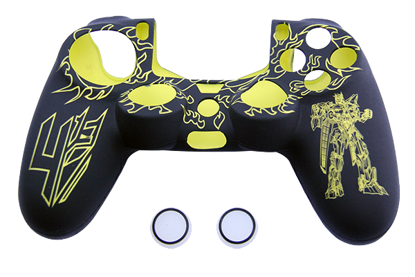 Silicone Cover For PS4 Controller Case Skin - Transformer Design Yellow + Grips - Games We Played