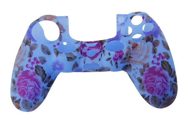 Silicone Cover For PS4 Controller Case Skin - Blue Floral - Games We Played