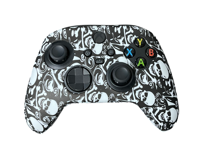 Silicone Cover For XBOX Series X/S Controller Case Skin - Black / White Skulls