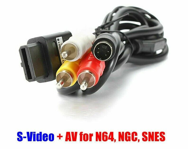 S-Video AV Composite Cables Cord Connection for Nintendo N64 SNES RCA 1.8m