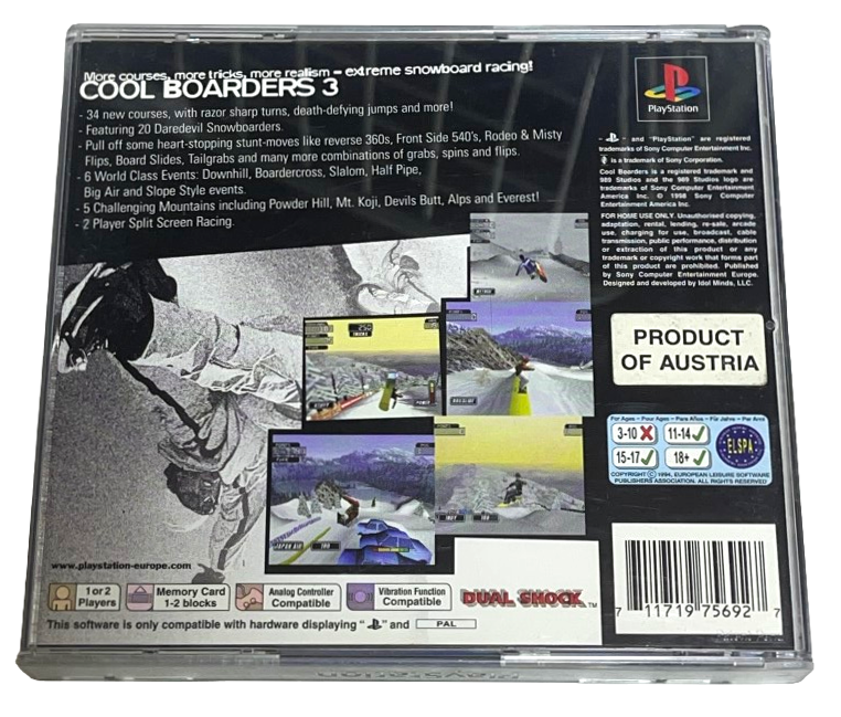 Cool Boarders 3 PS1 PS2 PS3 PAL *Complete* (Preowned)