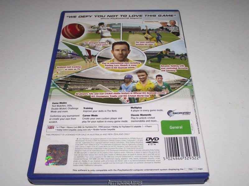 Ricky Ponting International Cricket 2005 PS2 PAL *No Manual* (Preowned)