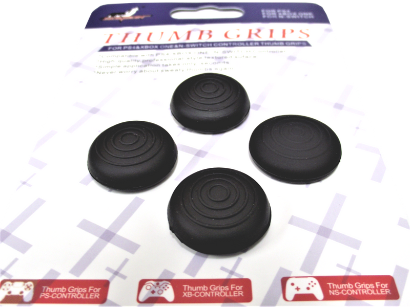 4 x Thumb Grips For PS4 PS5 XBOX ONE Xbox Series X Toggle Cover Caps - Black Stylised