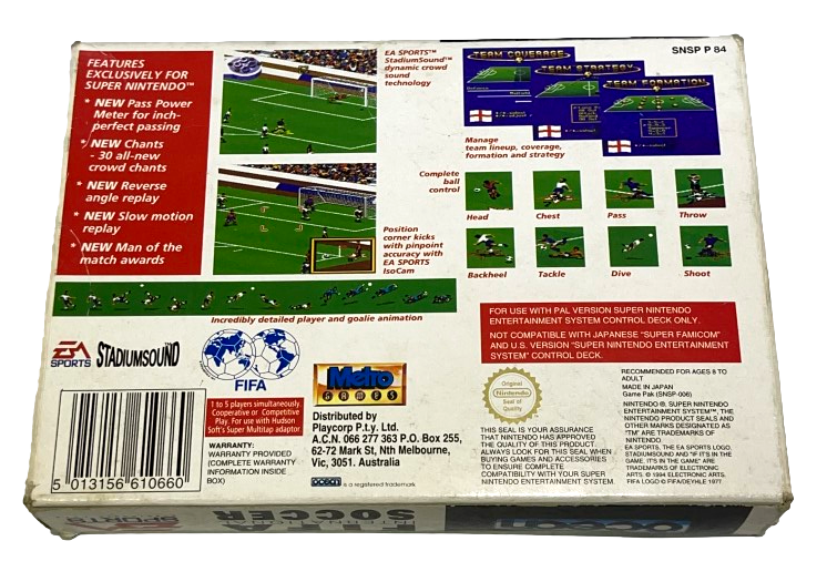 FIFA International Soccer Nintendo SNES Boxed PAL *No Manual* (Preowned)