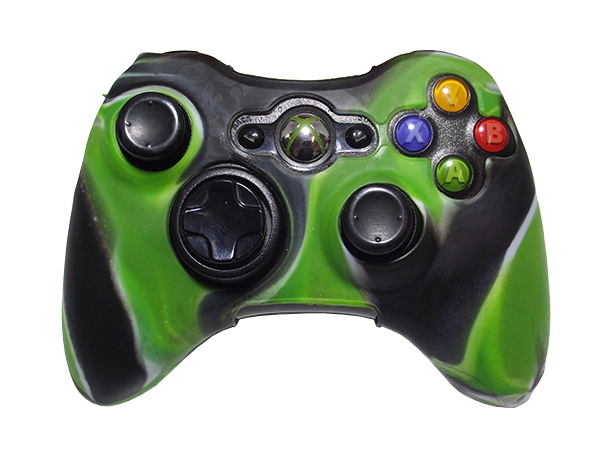 Silicone Cover For XBOX 360 Controller Skin Case Black/Green Swirls