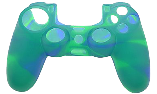 Silicone Cover For PS4 Controller Case Skin -  Blue/Green Swirls - Games We Played