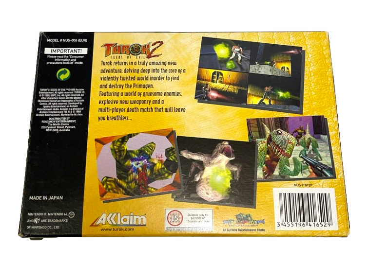 Turok 2 Seeds of Evil Nintendo 64 N64 Boxed PAL *Complete* (Preowned)